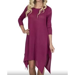 2/$15 Simply Southern Berry Augusta Tunic Dress Burgundy Long Sleeve Knit Size M